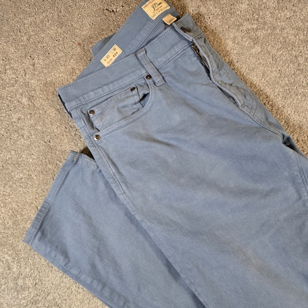 J. Crew 484 Slim Stretch Chino Pants Light Blue Mens 33x30 Cotton Linen Blend